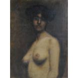 F**TISCHBEIN (circa 1900-1910); oil on canvas, portrait of a nude girl, half length,