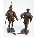 AFTER EMILE LOUIS PICAULT (1833-1915); a pair of bronze figures 'Standard Bearer', height 44cm,