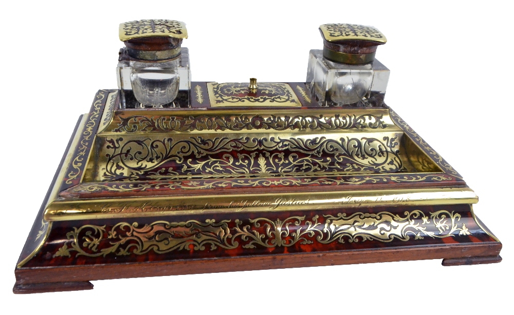 A 19th century Boulle work ink standish,