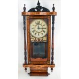 A late 19th/early 20th century American inlaid eight day chiming wall clock,