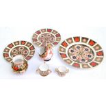 Seven pieces of Royal Crown Derby 'Old Imari' pattern items including a miniature tyg,