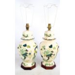 A pair of Mason's Ironstone table lamp bases of octagonal baluster form,