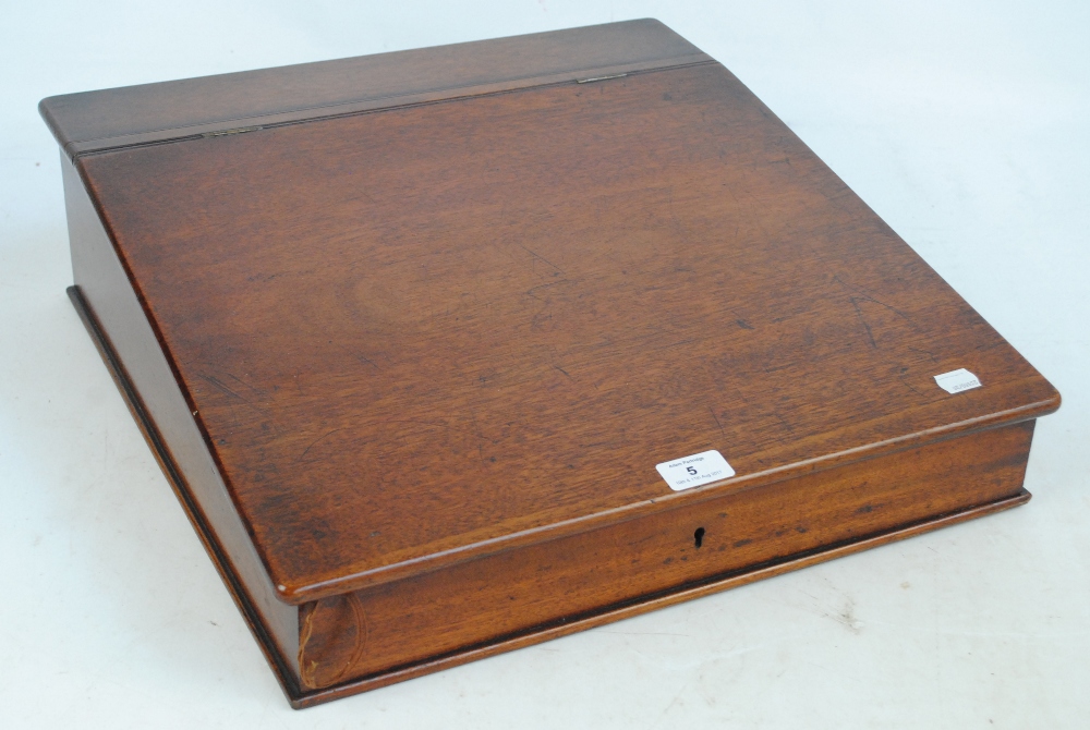 A 19th century mahogany lap desk, width 47cm.