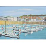 BERNARD McMULLEN (born 1952); oil on board, St Helier-Jersey, marina scene,