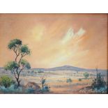 ERIC JOHN MINCHIN (Australian 1928-1994); oil on board, landscape of the Australian outback,