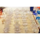 A collection of 19th and 20th century clear glass baskets including examples by Davidson, Sowerby,