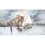 ATTRIBUTED TO HW MESDAG; oil on canvas 'Harbour Scene', unsigned, inscribed on label verso,