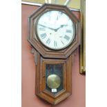 ANSONIA CLOCK CO; a late 19th/early 20th century American drop dial wall clock,