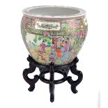 An early 20th century Chinese Canton Famille Rose fish bowl/jardinière,