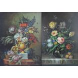 A modern decorative oil on canvas, still life study of flowers,