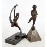 AFTER BENSON LANDES; a bronze figure of nude female dancer, bearing signature to the base,