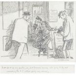 WILLIAM A SILLINCE (1906-1974); charcoal cartoon study, 'Don't Let It Go Any Further, Sir,