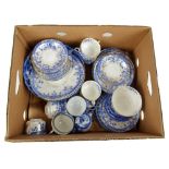 A quantity of blue and white transfer decorated dinner and tea ware.