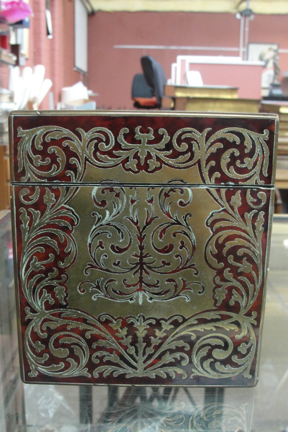 A mid to late 19th century French Boulle work rectangular stationery box, - Image 3 of 9