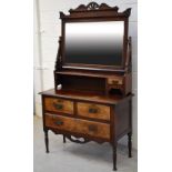 An Edwardian mahogany and burr walnut dressing table,