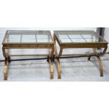 Two gilt metal framed glass-topped side tables, 71 x 61cm (2).