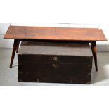 A camphorwood blanket chest with brass corners, length approx 79cm,