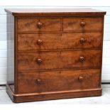A Victorian walnut two-over-three chest of drawers on plinth base, 112 x 120cm.