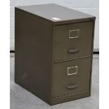 A Triumph two-drawer metal filing cabinet.