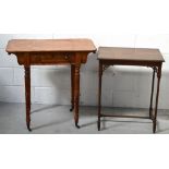 A 19th century applewood occasional side table with single central drawer on turned and tapering