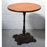 A 20th century cast iron pub table, removed from the Bear and Staff public house,