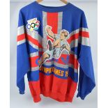 A reproduced sweatshirt commemorating both the Olympic Games of 1908 and the Olympic Games of 1948.