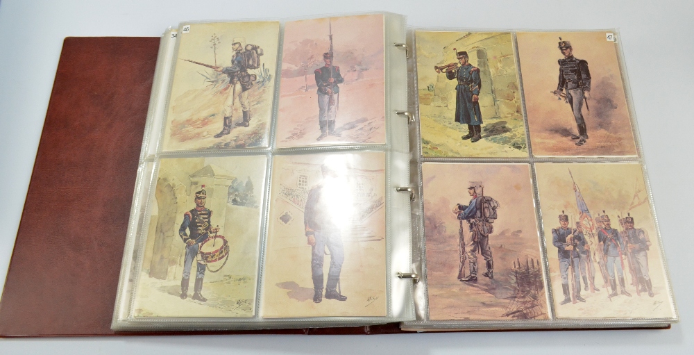 Four folders of British and international military postcards printed with illustrations after - Image 3 of 5