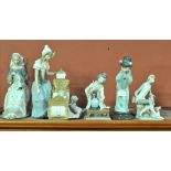 Five Lladro figures comprising mother and child with dog, height 31cm,