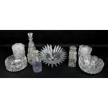 A quantity of clear glass items, including a Dartington palm dish by Anita Harris,