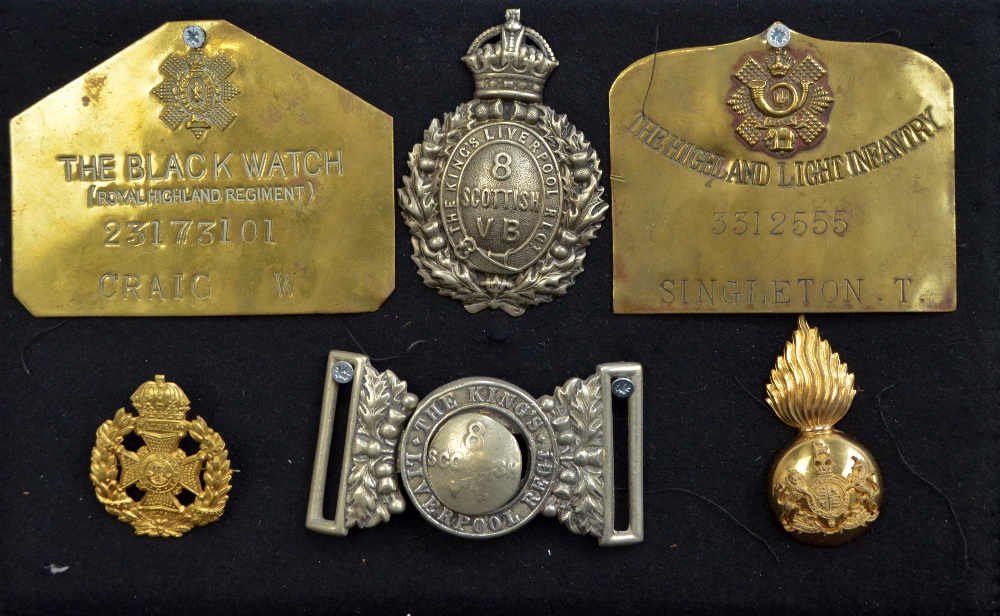 A collection of militaria including named bed plates for Black Watch and Highland Light Infantry, - Image 4 of 4