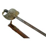 An early 20th century officer's sword with pierced guard and shagreen grip,