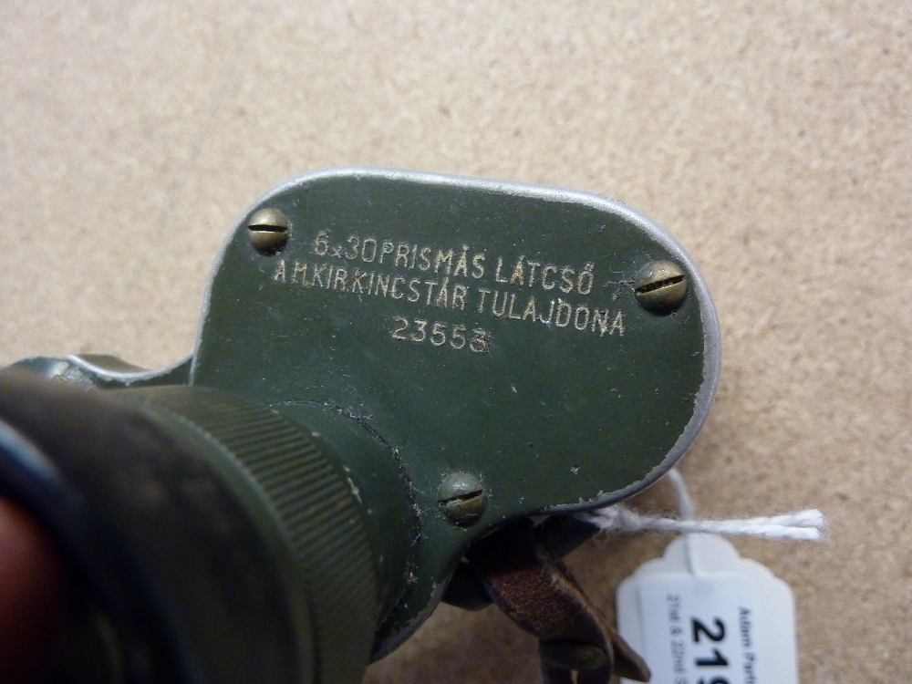 A pair of WWII period green bodied binoculars inscribed '6X30 Prismas Latcso A. - Image 2 of 3