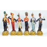 Six Capodimonte ceramic figures modelled as British military officers of the late 18th and early