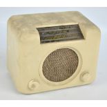 A vintage cream bakelite Bush radio, width 31cm.