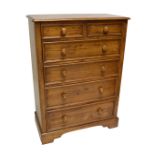 WILLIS & GAMBIER; a reproduction chest of two short and four long drawers to a plinth base,