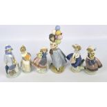 Six Lladro figures including 'Winter Child',