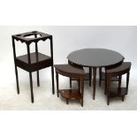 A George III mahogany square sectioned wash stand and a circular nest of tables (2)