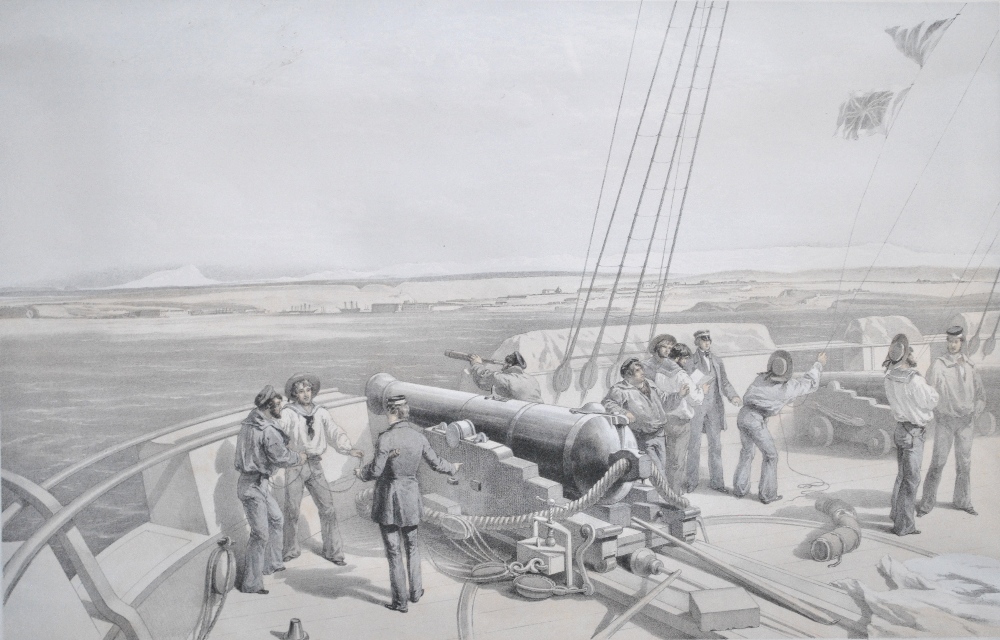 A set of five mid-19th century military engravings 'Sebastopol From The Sea', 'Russian Rifle Pit',