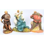 Three Royal Doulton figures, HN2143 'Friar Tuck', HN2054 'Falstaff',