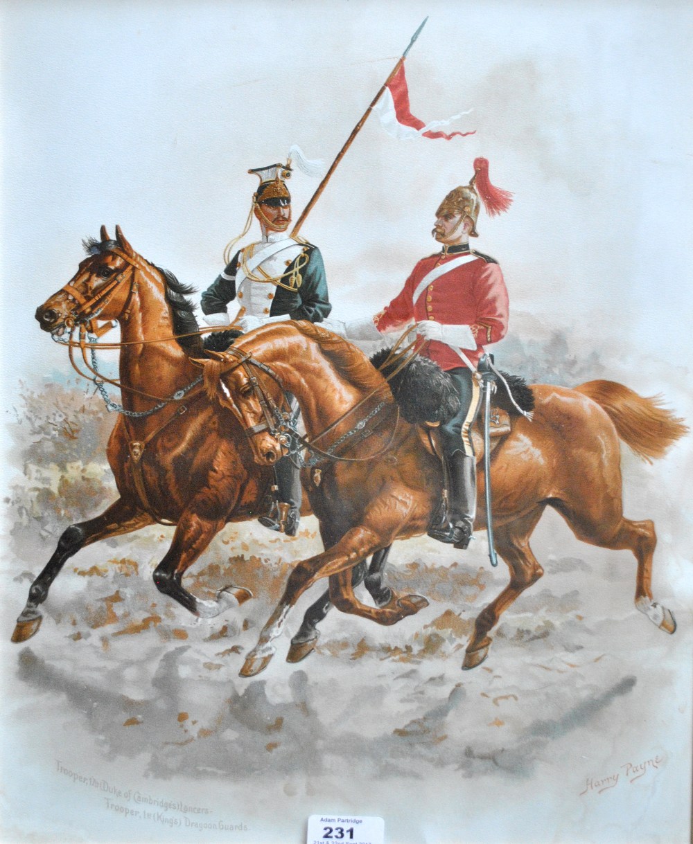 AFTER HARRY PAYNE; coloured print, 'Trooper, 17th (Duke of Cambridge's) Lancers - Trooper,