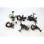 Six fishing reels to include a Victor 300, Abu Garcia Cardinal 757, Daiwa Procaster Magforce,