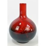 A Royal Doulton flambé veined glazed bottle vase, marked to base, no.1618, height 24cm.