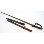 A cavalry sword with GR cypher to the knuckle guard and shagreen and wire hilt,