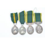 Four Territorial Efficiency Medals (three George V, one George VI); A. & S. H., 2969690 Cpl. W.