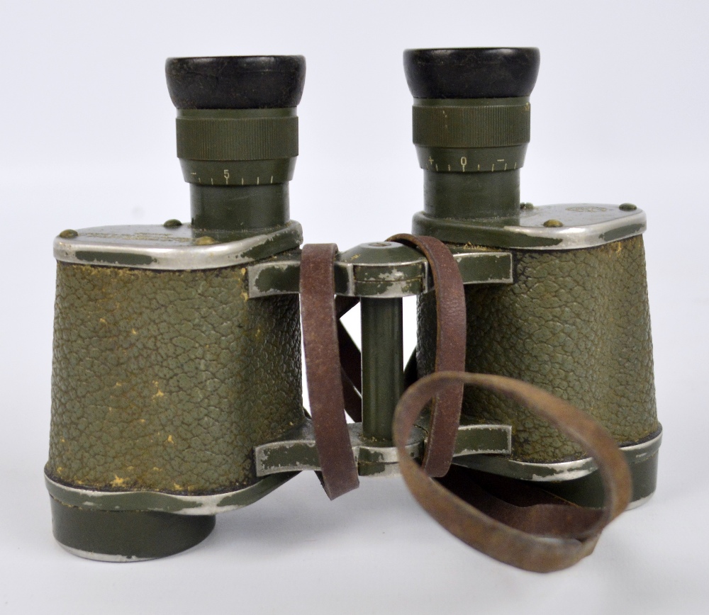 A pair of WWII period green bodied binoculars inscribed '6X30 Prismas Latcso A.