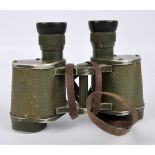 A pair of WWII period green bodied binoculars inscribed '6X30 Prismas Latcso A.