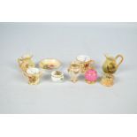 A collection small Royal Worcester pieces including a jug painted with pheasants by James Stinton,