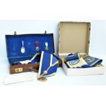 A group of Surrey Lodge Masonic regalia to include cuffs and apron,