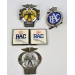 Two vintage AA badges nos. 8A23765 and 0Y07965, also three RAC badges (5).