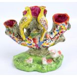 An early 19th century Obadiah Sherratt style Pratt type brightly coloured spill vase,